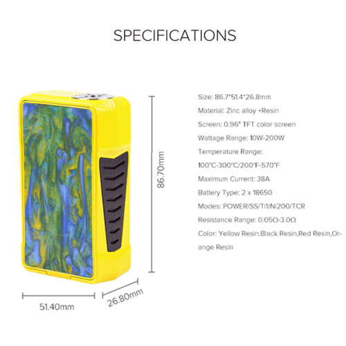 Sigelei KAOS Z 200W TC Box MOD - ReZin Edition - V8PR.uk