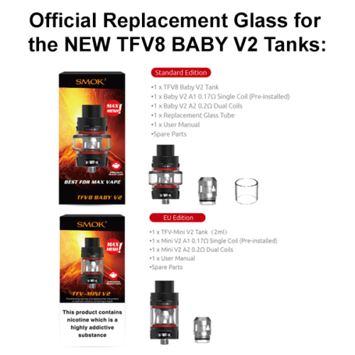 SMOK TFV8 Baby V2 / TFV-Mini V2 Glass - V8PR.uk