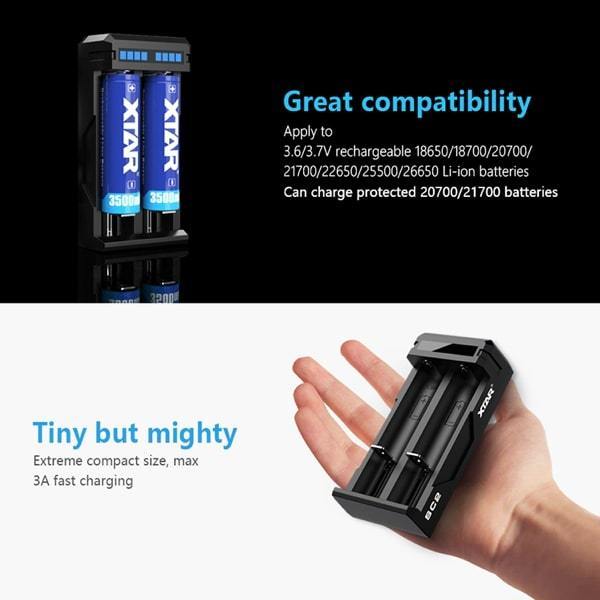 XTAR SC2 3A USB Battery Charger - V8PR.uk